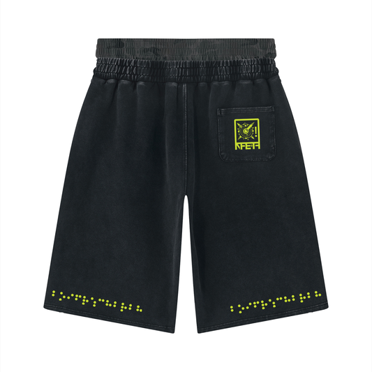 Unisex Vintage Wash Distressed Wide Leg Shorts