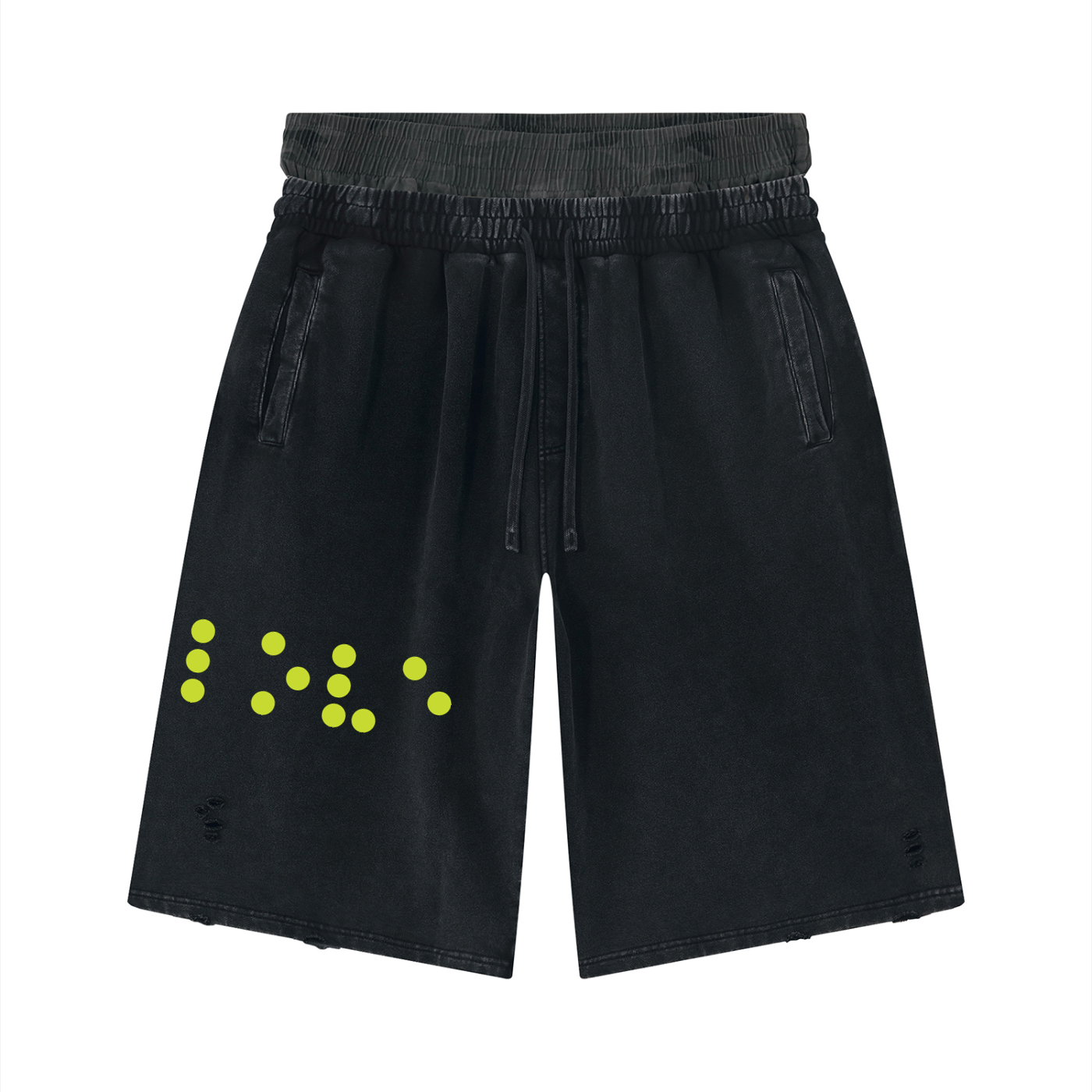 Unisex Vintage Wash Distressed Wide Leg Shorts
