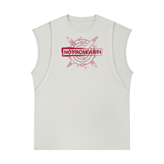 Spliced Panel Sleeveless Muscle T-Shirt