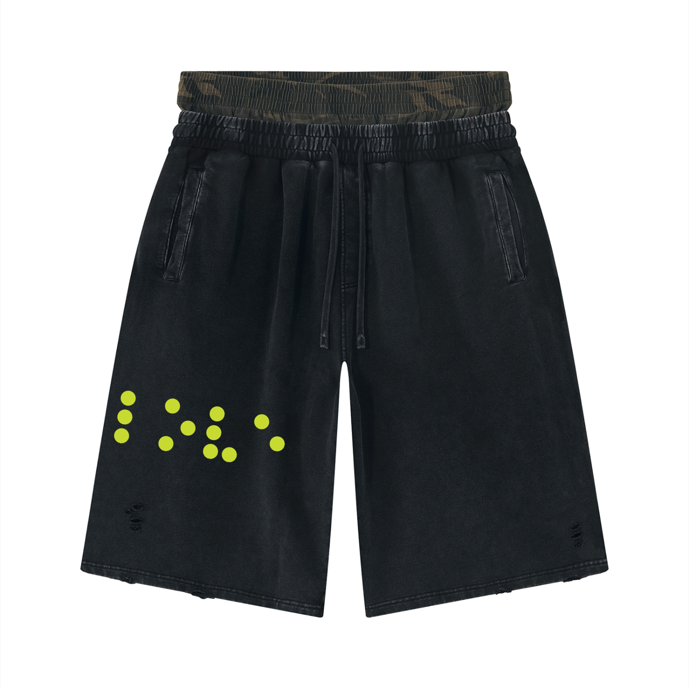 Unisex Vintage Wash Distressed Wide Leg Shorts