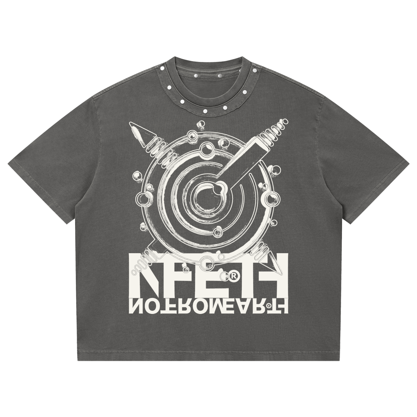Unisex Washed Boxy Studded T-Shirt