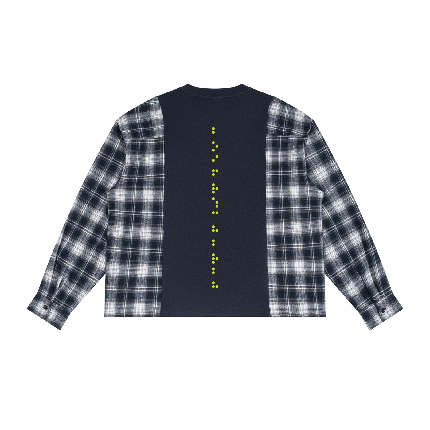 Unisex Plaid Panel Long Sleeve T-Shirt
