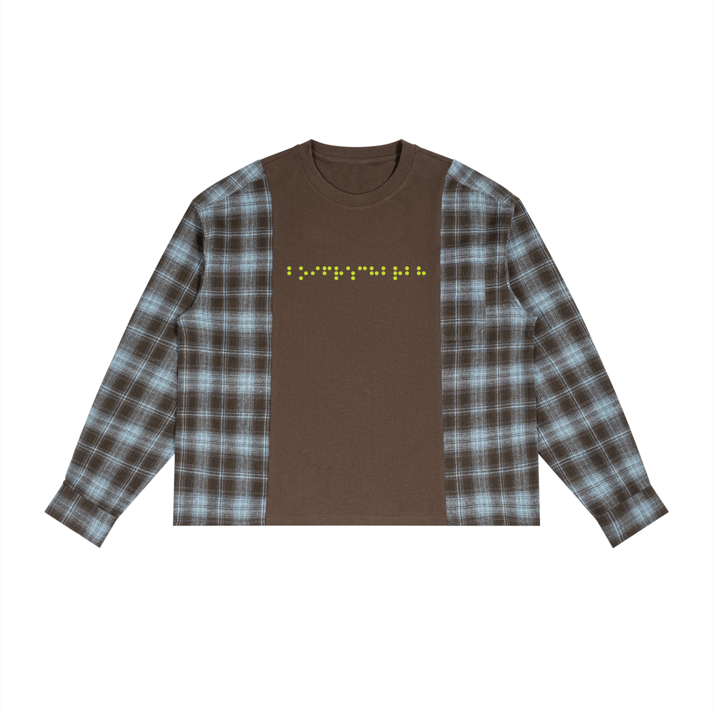 Unisex Plaid Panel Long Sleeve T-Shirt