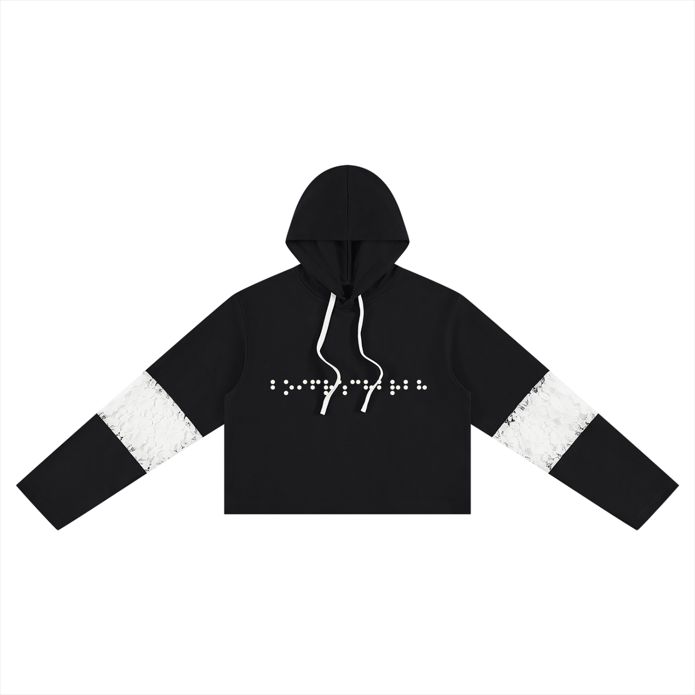 Women’s Cropped Lace-Panel Hoodie