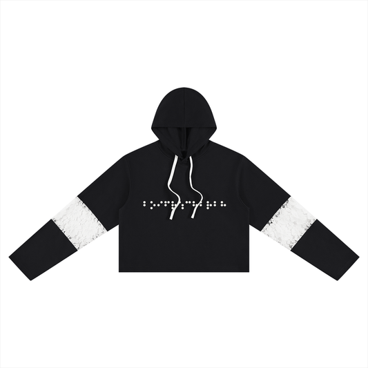 Women’s Cropped Lace-Panel Hoodie