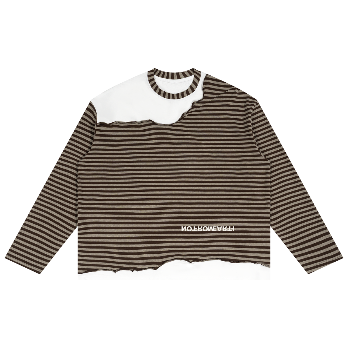 Unisex Striped Panel Boxy Long Sleeve T-Shirt