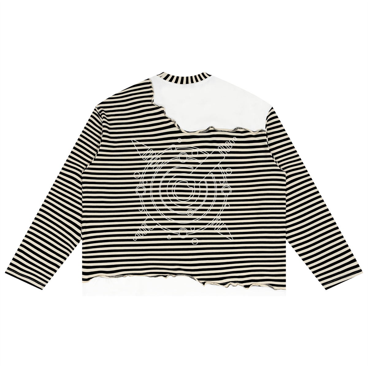 Unisex Striped Panel Boxy Long Sleeve T-Shirt