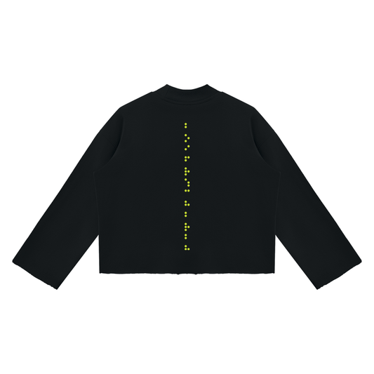 Unisex Mock Neck Raw Edge Boxy Sweatshirt