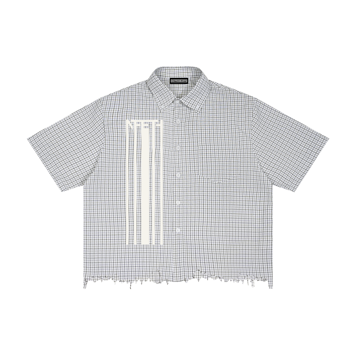 Unisex Distressed Plaid Boxy Shirt