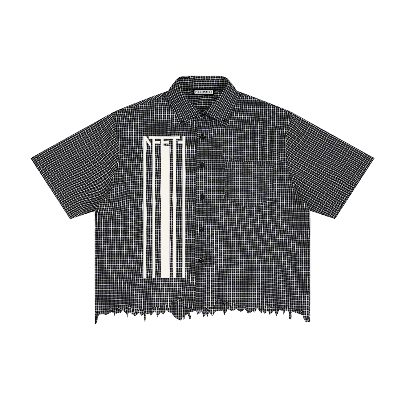 Unisex Distressed Plaid Boxy Shirt