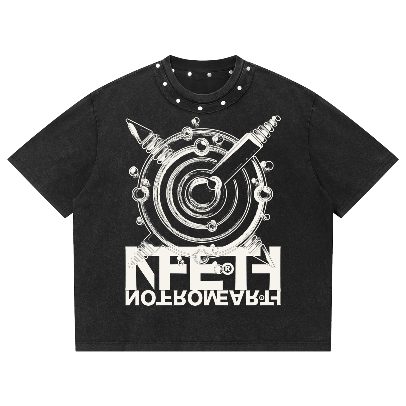 Unisex Washed Boxy Studded T-Shirt