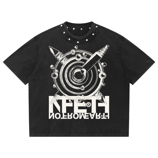 Unisex Washed Boxy Studded T-Shirt