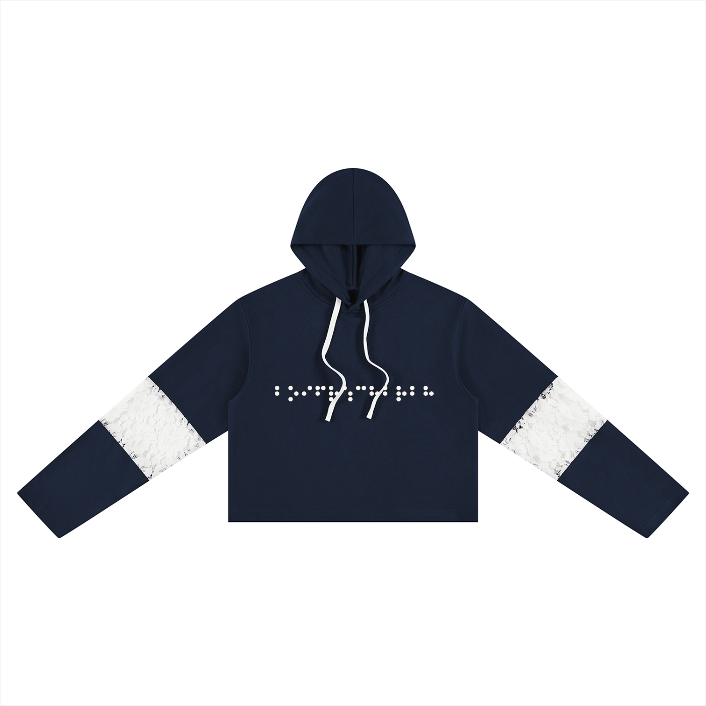 Women’s Cropped Lace-Panel Hoodie