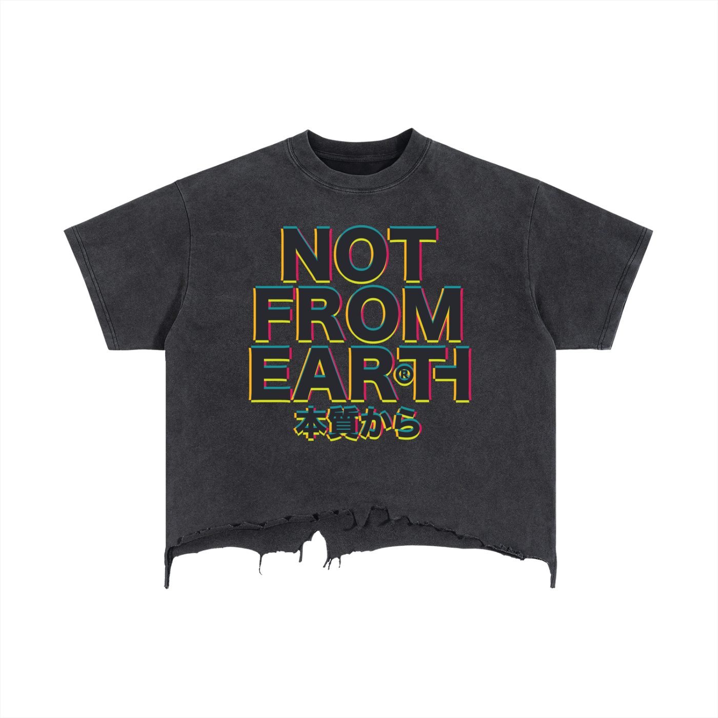 Vintage Wash Boxy Distressed Hem T-Shirt