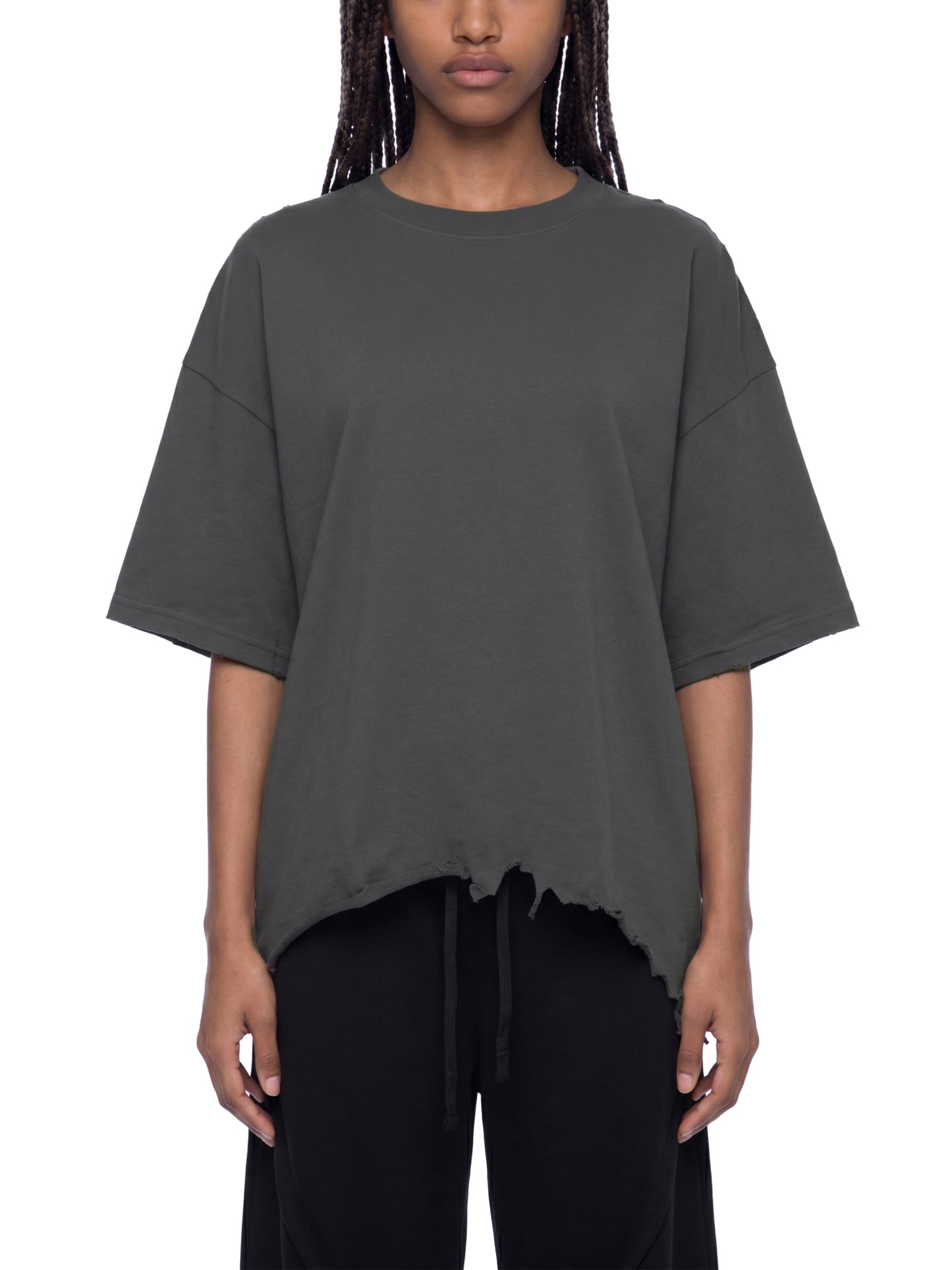 Vintage Wash Boxy Distressed Hem T-Shirt